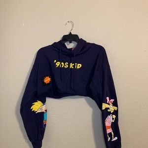 ‘90s kid themed cropped hoodie